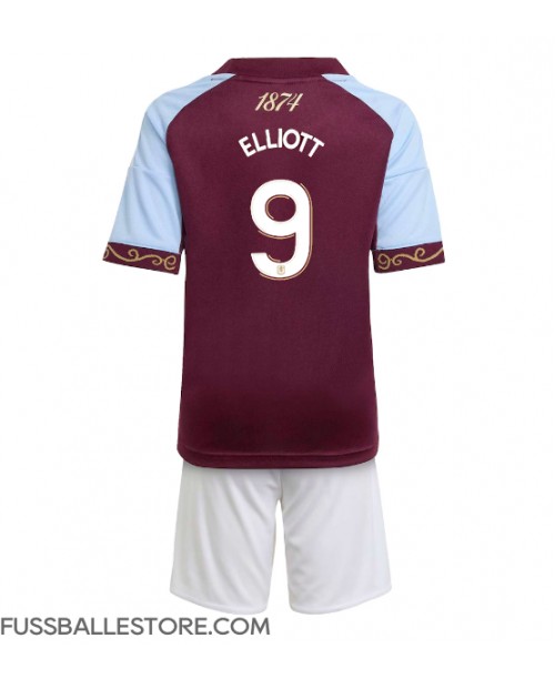 Günstige Aston Villa Harvey Elliott #9 Heimtrikotsatz Kinder 2025-26 Kurzarm (+ Kurze Hosen)